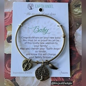 Earth Angel Goldtone Expandable Charm Bracelet